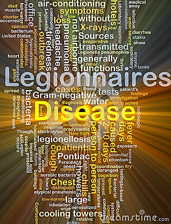 Legionnairesâ€™ disease background concept glowing Cartoon Illustration